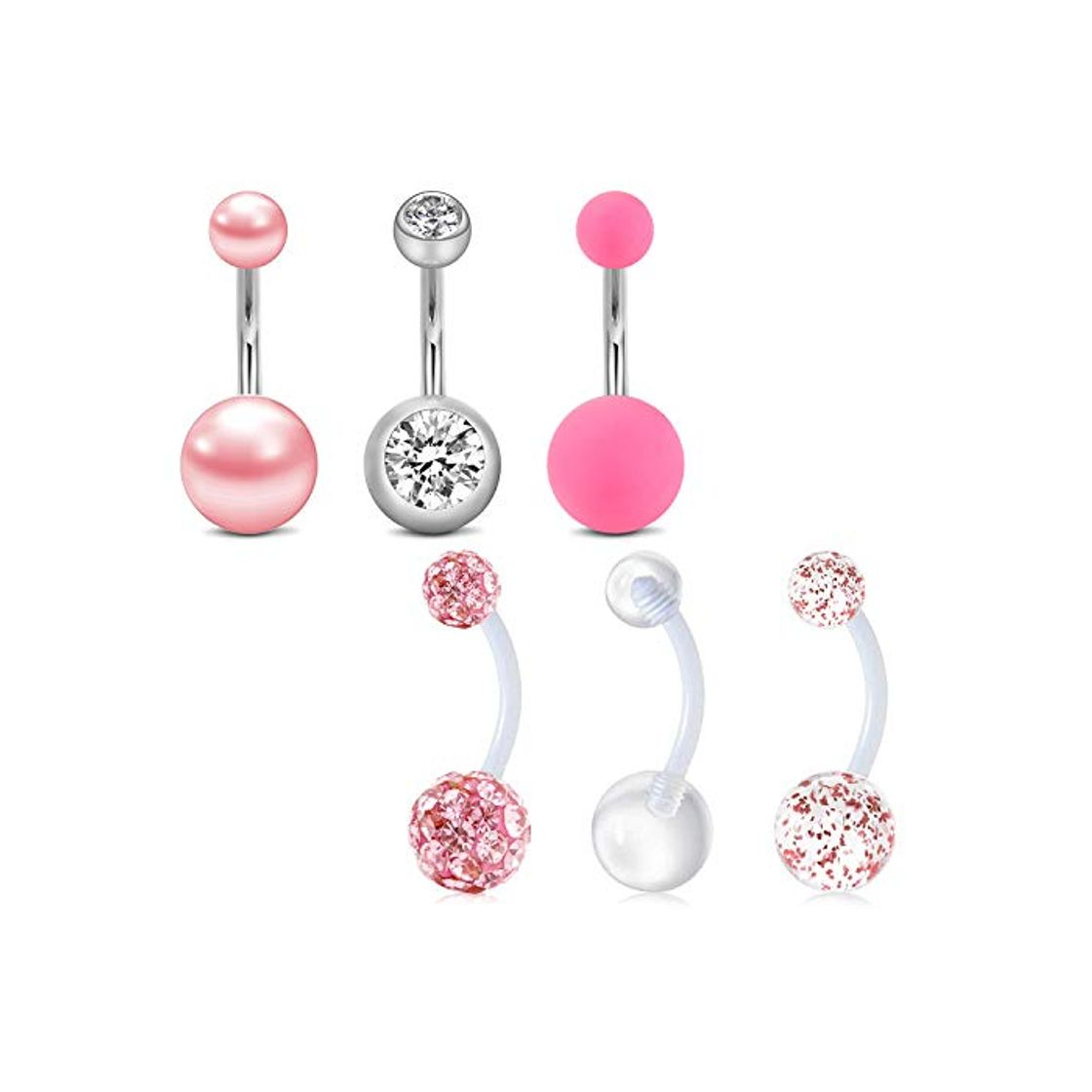 Moda LAURITAMI Piercing Ombligo 10mm Acero Quirúrgico 14G Barra de Vientre Barbell Curvado con CZ Ópalo Cuerpo Pendientes