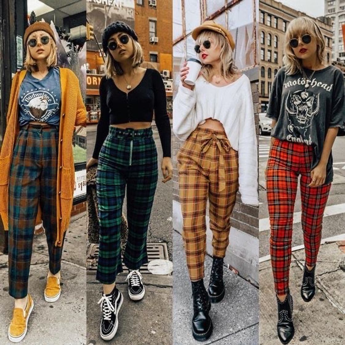 Moda Look com calça xadrez♟ 