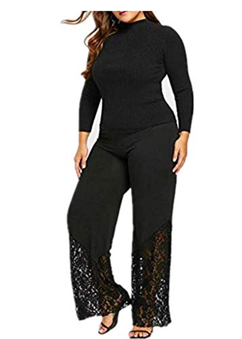 Fashion Longra 🌺 💞Yoga Mujeres! Mujer Popualr con Estilo Delgado de Encaje Sueltos Anchos para Mujer Calssic Leg Leggings Pantalones Deportivos