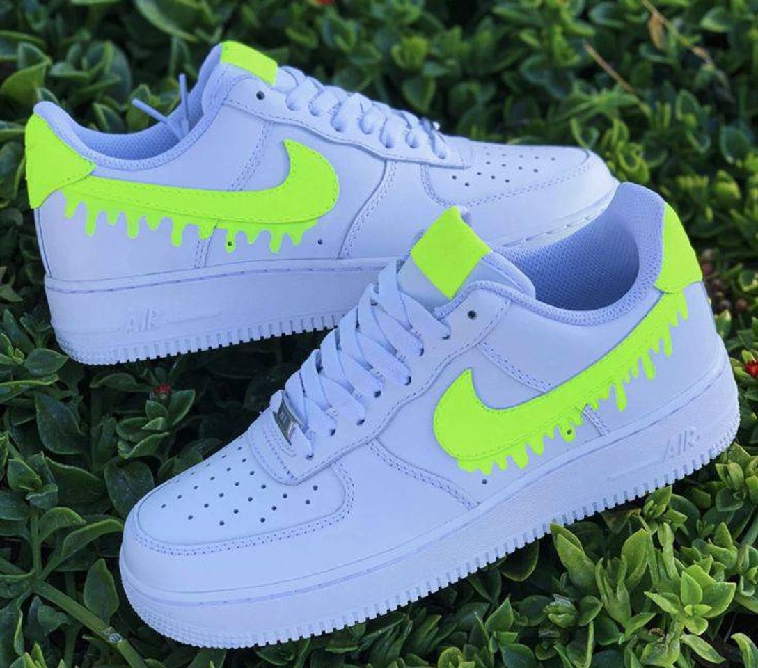 Fashion tênis branco e verde florescente da nike