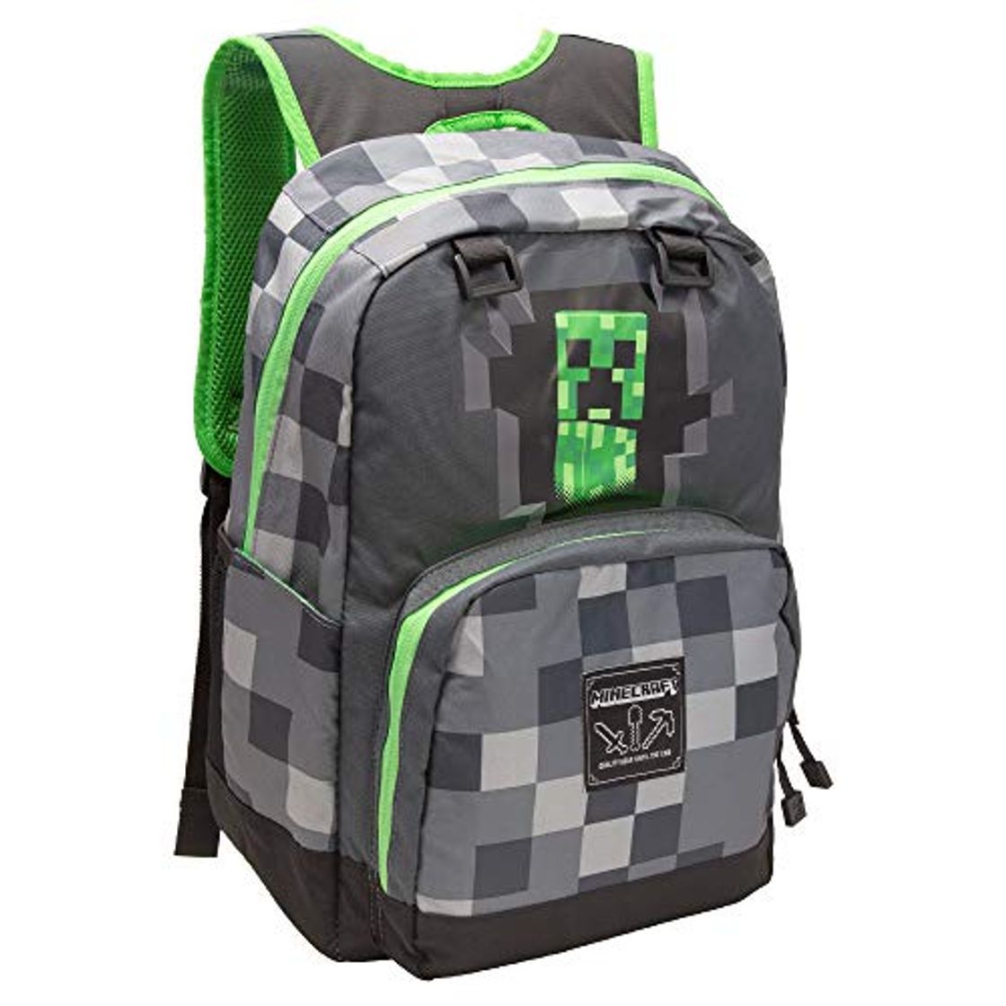 Fashion JINX Zaino Minecraft Creepy Creeper Grey, Equipaje Unisex Niños, Multicolor