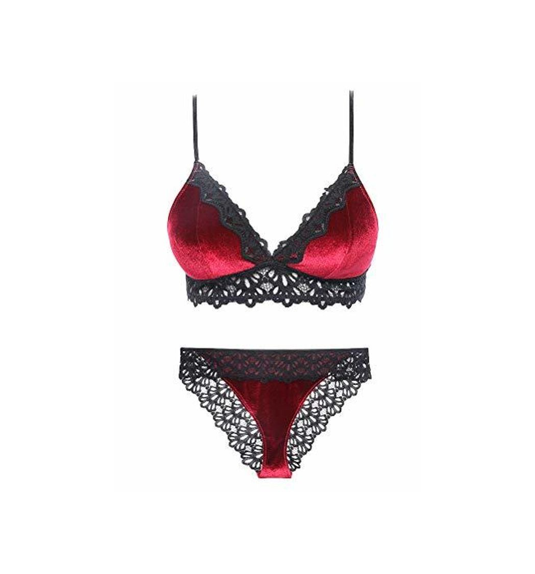 Producto Awake Lingerie Stella Conjunto de Sujetador y Braguitas de Encaje Terciopelo, Lencería