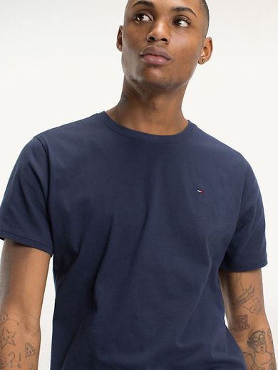 Tommy Hilfiger Regular C Camiseta con Cuello Redondo, Azul