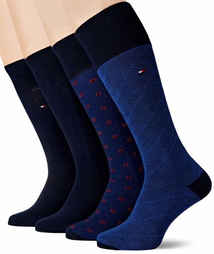 Tommy Hilfiger Th Men Sock 4p Stripe Tin Giftbox calcetines, negro, 39/42