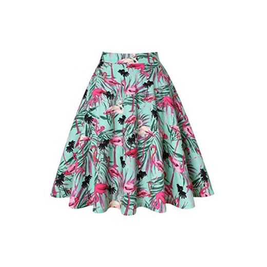 SEHJLHR Falda Ocasional de la Serpiente de la impresión Floral de la Falda de Harajuku Kawaii Retro más el tamaño de Cintura Alta Plisadas Faldas del tutú Femenino de la Saia Midi 9 XL