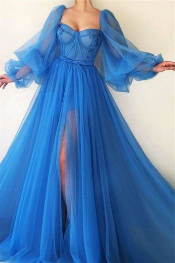 Vestido longo azul