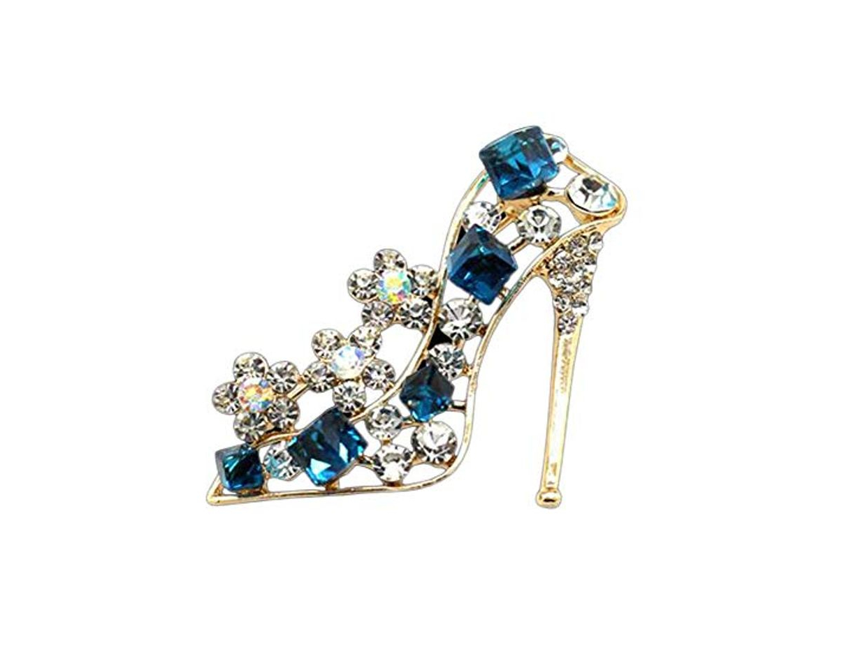 Fashion Beeria Elegant Sparkly Crystal Brooch High Heels Shoes Shape Brooch Pin Corsage Covered Rhinestones Lapel Scarf Shawl Buckle Clip Decorations for Women Ladies Girls Brides Wedding Accessories