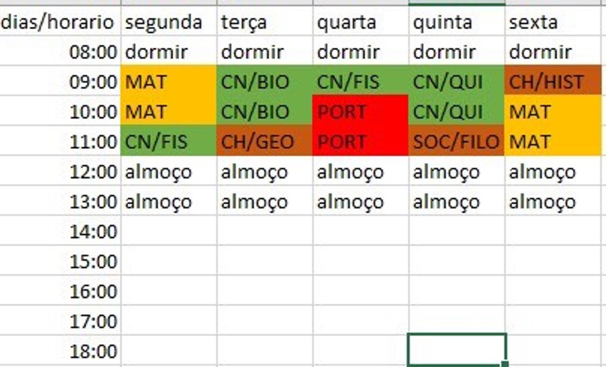 Moda Meu cronograma de estudo 