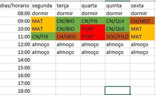 Meu cronograma de estudo 