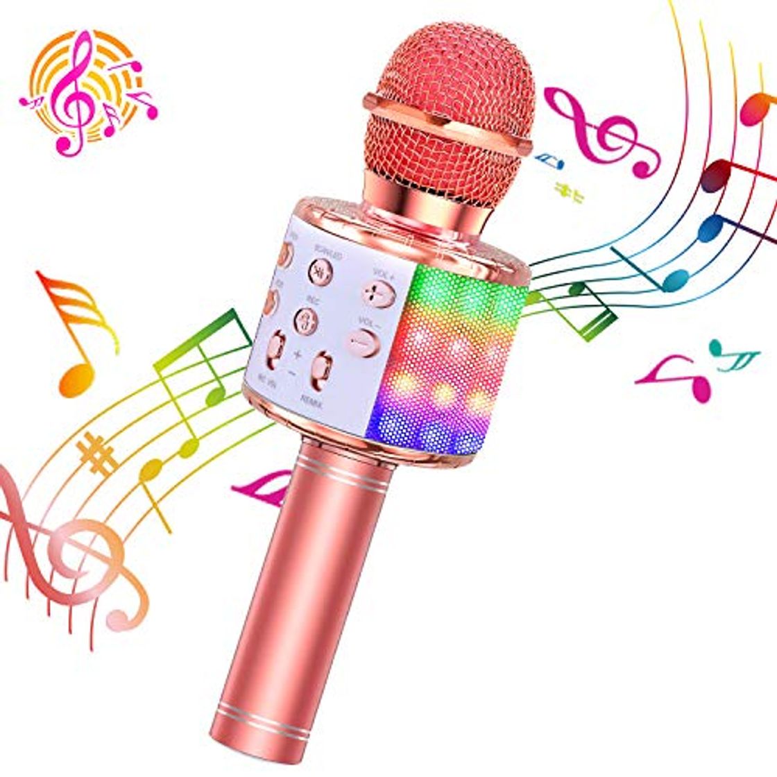 Product ShinePick Micrófono Karaoke Bluetooth, 4 en1 Microfono Inalámbrico Karaoke Portátil con Luces