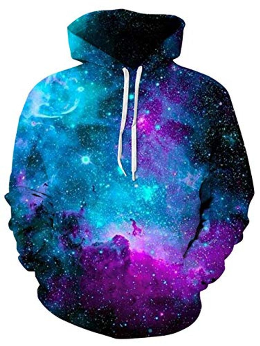 Moda ALISISTER Unisex Sudadera con Capucha 3D Novedad Galaxia Hoodies Sweatshirt Hombre Mujer Manga Larga Cálido Pullover Top S