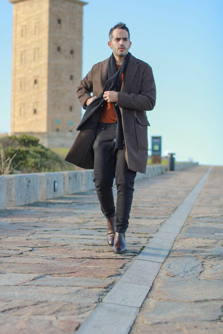 Abrigo de lana pata de gallo