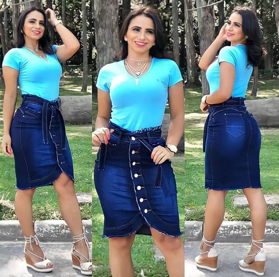 Fashion Saia jeans Botões ❤️