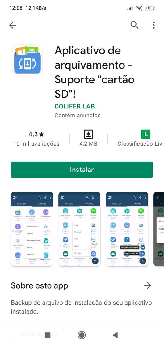 App Aplicativo de suporte a catão de memória