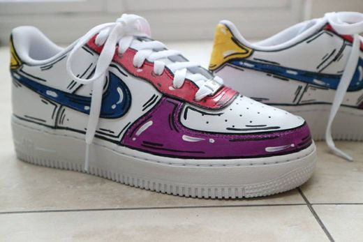 Air Force 1 Purple Blue Yellow Cartoon