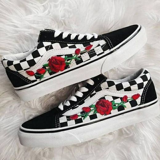 Custom Rose Embroidered Vans