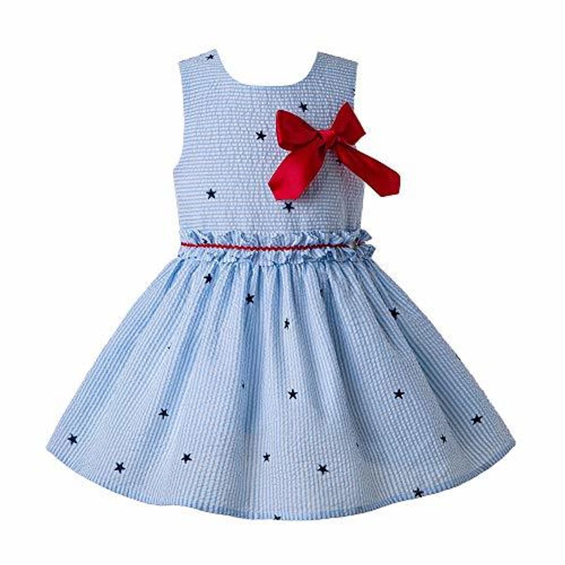 Place Ju petitpop Vestido de Verano Azul Claro con Estrellas Lindas y Tocado