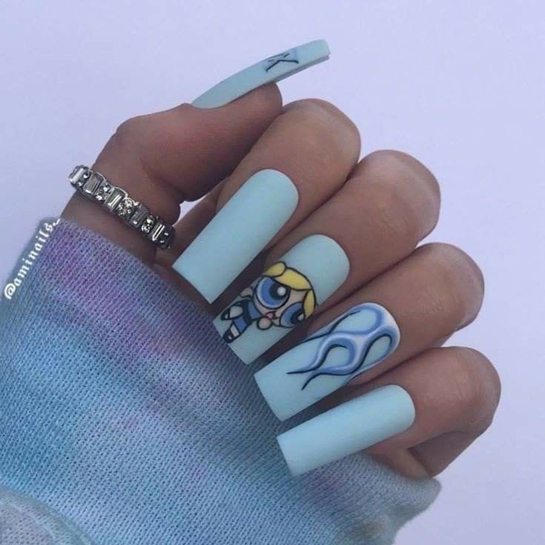 Social Unha de gel power girl azul ✨💅