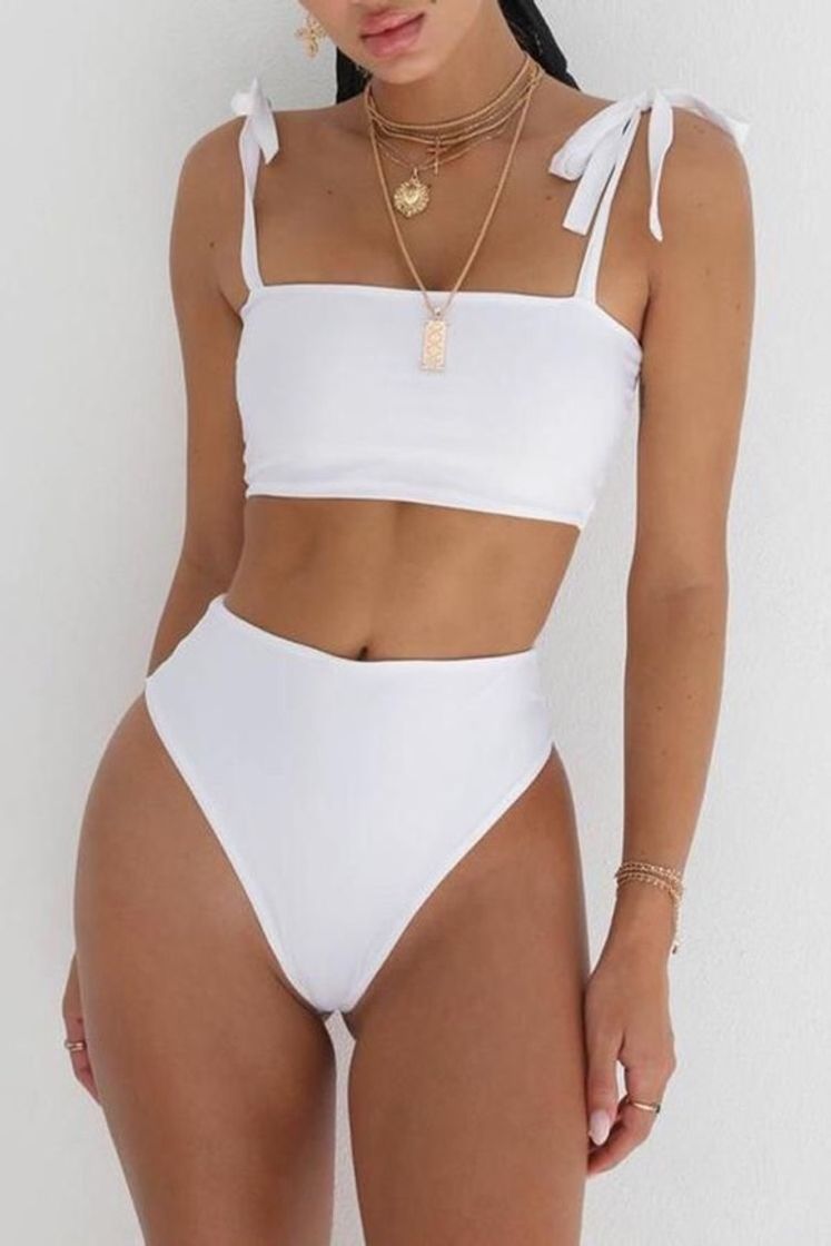 Moda Biquíni laço branco👙