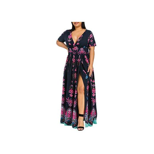 ReooLy Plus Size Moda Mujer Mariposa Impreso Cuello en V Manga Corta