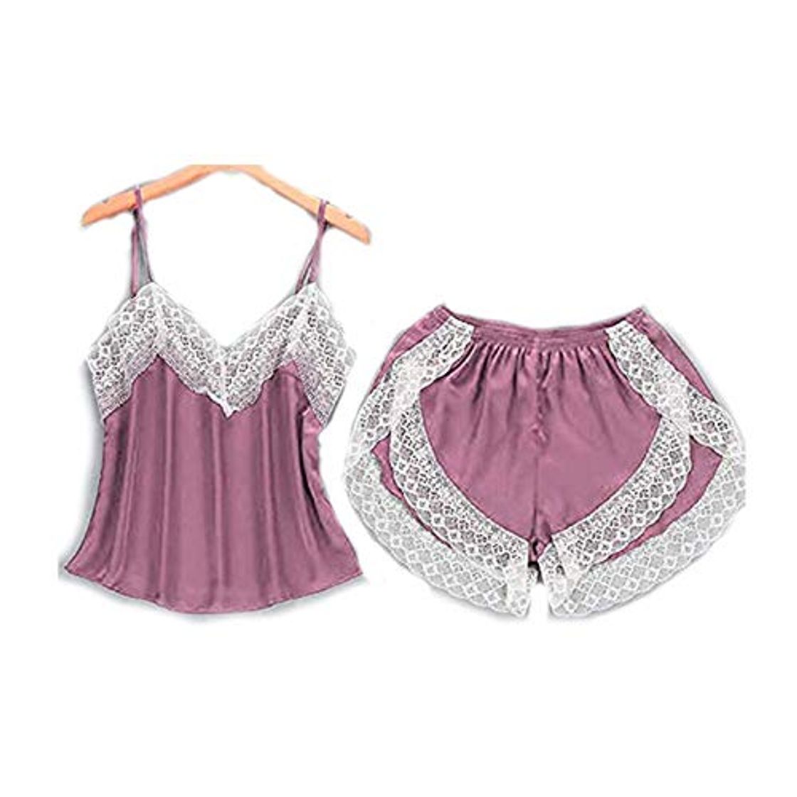 Fashion L J 2 Pieces Pyjamas Set Women Lace Lingerie Set Solid Soft