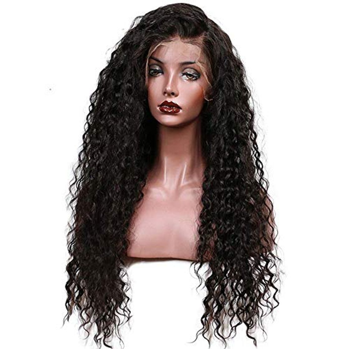 Moda HAIRCUTCLOAKJ Peluca Long Curly Hair Synthetic No Brazilian Virgin Remy Human Wig Lace Front Wigs Black Color Heat Resistant Hair Curly Wigs For Fashion Women