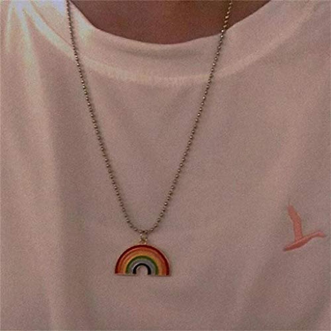 Productos X Collar Cute Colorful Rainbow Pendant Stainless Steel Necklace Long Chain Sweetheart For Women Man Girl Aesthetic Jewelry