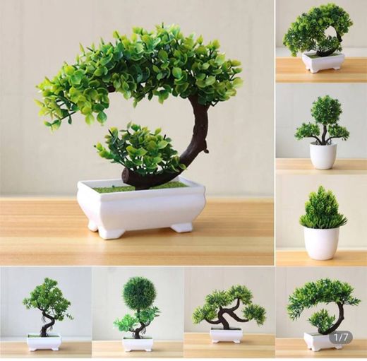 R$ 9,44  41%OFF | Plantas artificiais vasos bonsai verde peq