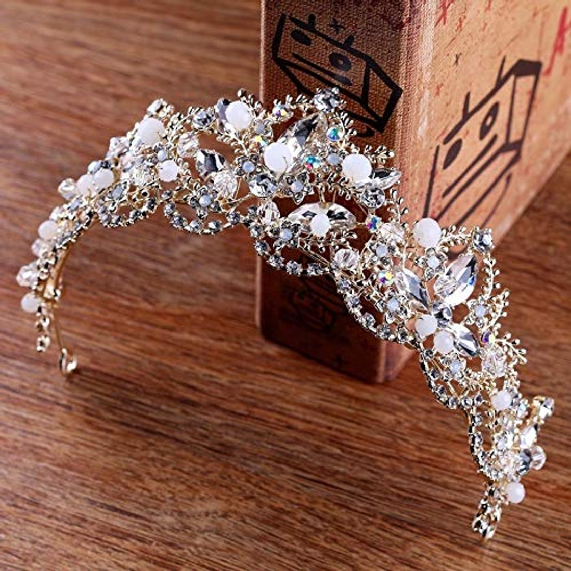 Social YTG Barroco luxo Cristal AB Nupcial Tiaras Coroa luz Ouro Diadema Tiaras
