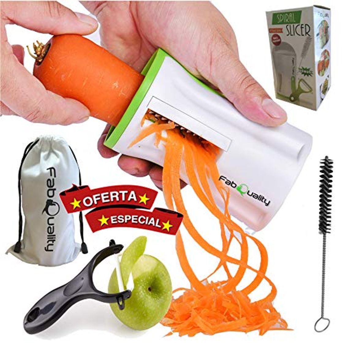 Categoría de hogar FabQuality Vendedor Premium Spiralizer Vegetal Veggetti Espiral Slicer COMPLETO BUNDLE x4 -