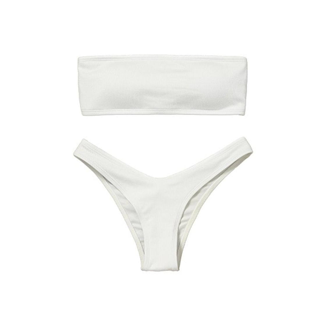 Fashion CharMma ZAFU Trajes de Baño Bikini Bandeau con Relleno azada en la Espalda Color iso Talle Alto para Mujer L Blanco