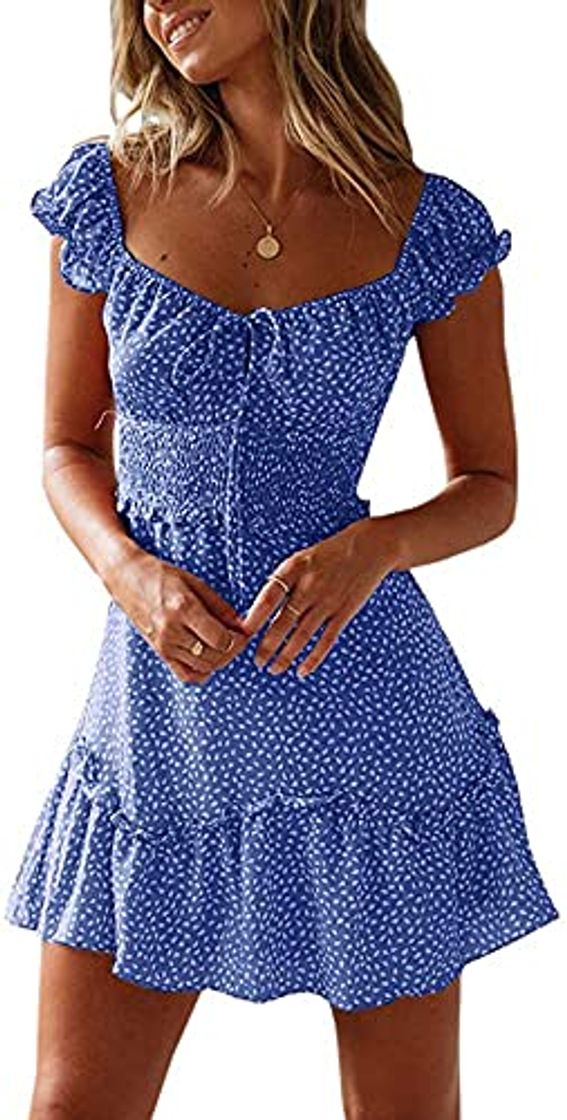 Social Imily Bela - Vestido de mujer de verano con fruncido y estampado