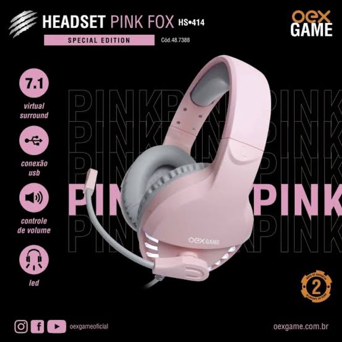 Fashion Headset 7.1 OEX Pink Fox