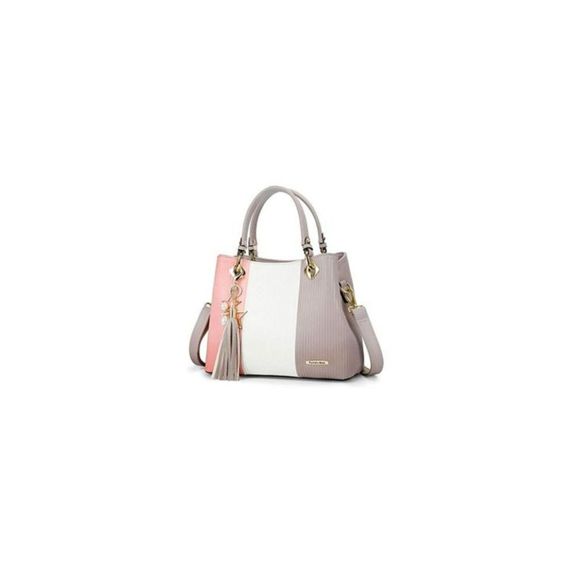 Moda Pomelo Best Bolsos de Mujer, Bolso Señora Tote Multicolor Rayas PU Cuero