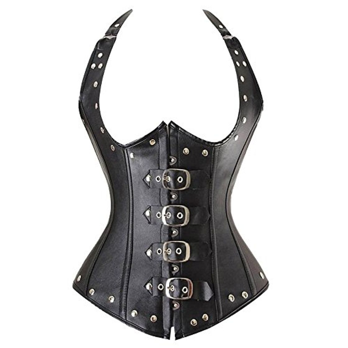 Place Beauty-You Mujeres Sexy Faux Leather Lace Up Cierre Corset Open Bust Goth