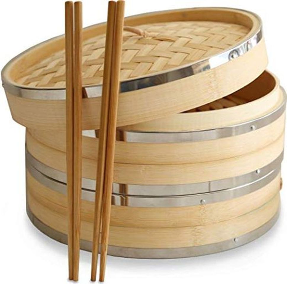 Products 10 Inch vaporera de bambú por Harcas. 2 Tier. Mejor para Dim Sum