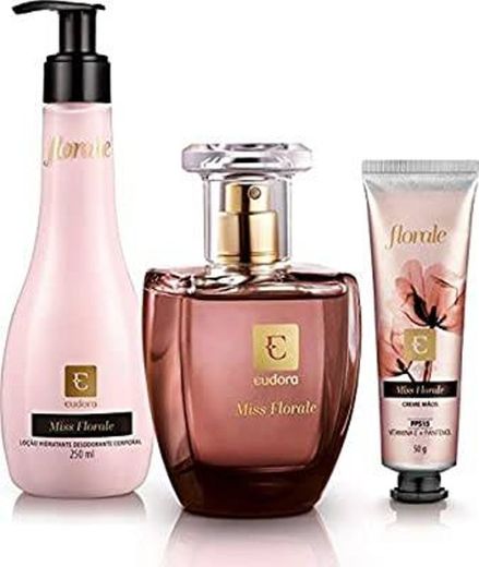 KIT EUDORA MISS FLORALE COLONIA 95ML HIDRATANTE 250ML + MÃOS