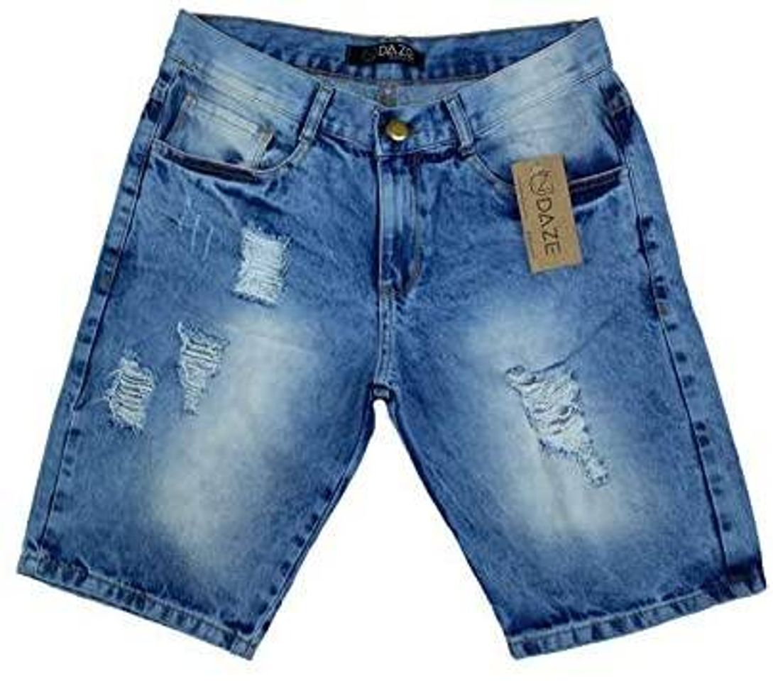 Moda Bermuda Jeans Masculina Destroyed

