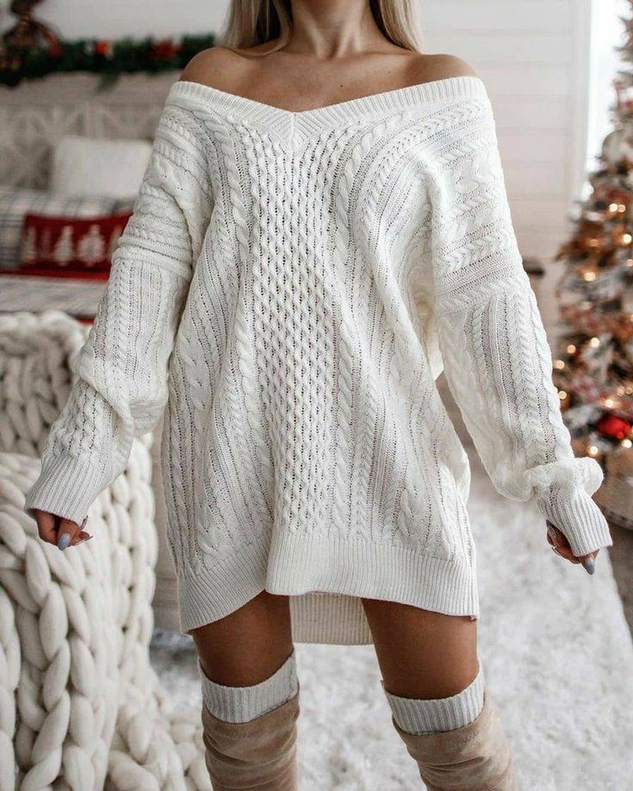 Fashion Vestido/Sweater branco - Shein