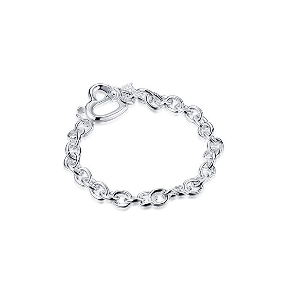 Fashion Joyería de los Hombres Arco de Cupido Colgante de corazón 8 '' Pulsera Brazalete 925 Estampado Plateado Pulseiras de Prata