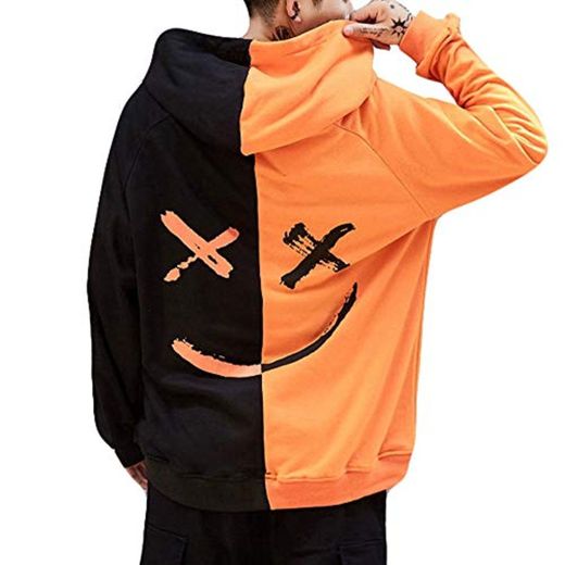 Overdose Sudadera Hombres Patchwork Slim Fit Hoodie OtoñO Moda Outwear Nueva Blusa