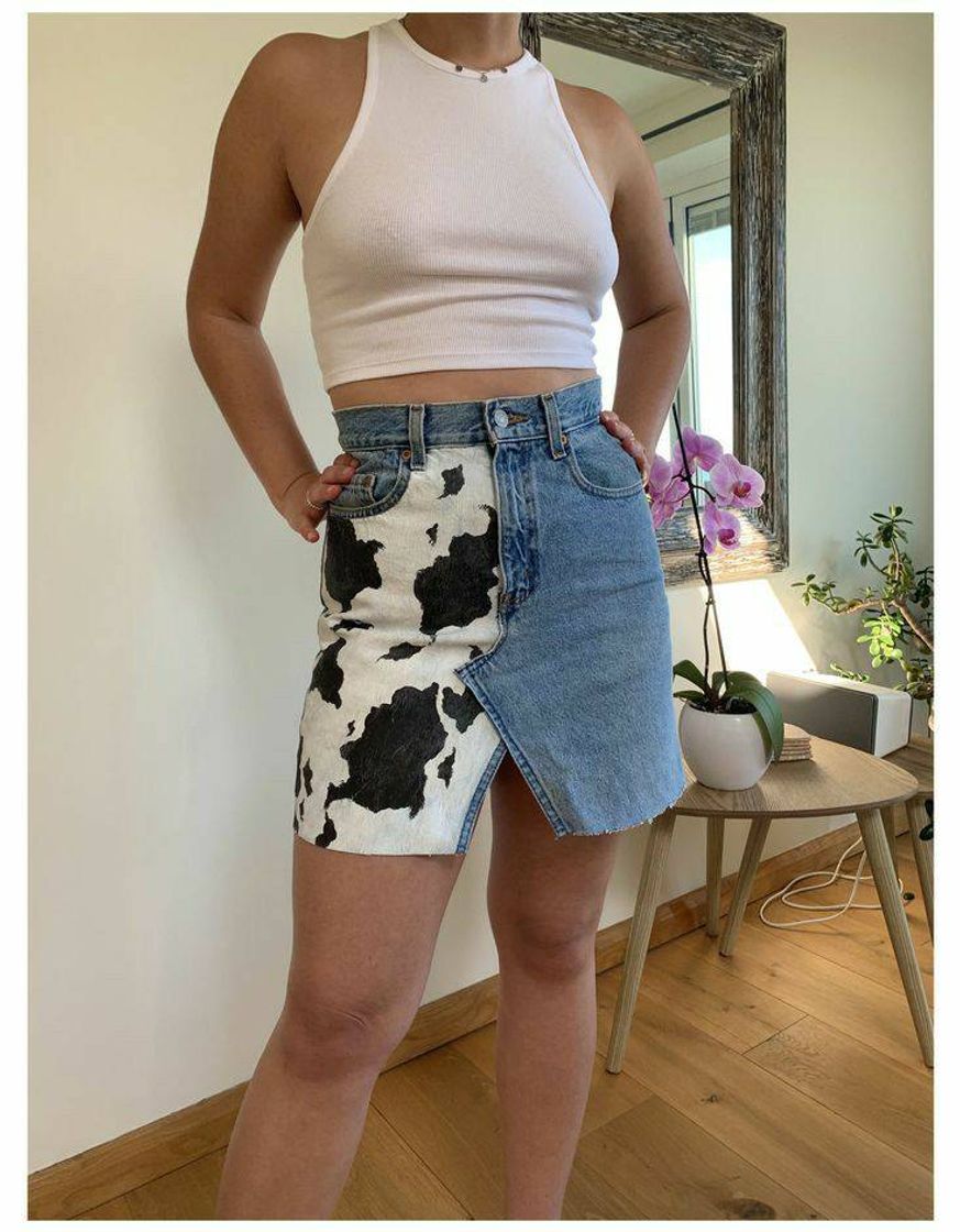 Fashion painted jean skirt