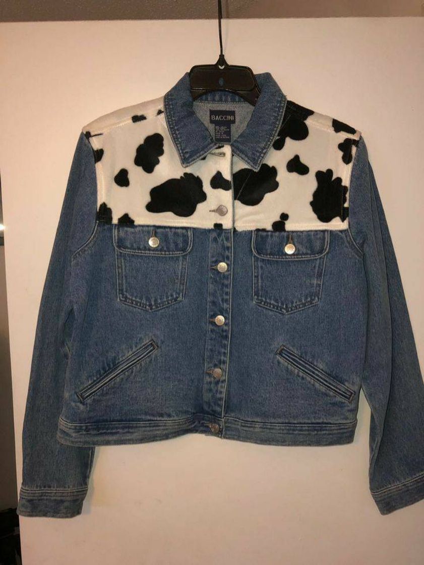 Fashion cow print jean jacket