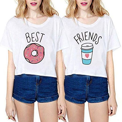 Camiseta Best Friend Impresion Elegante T-Shirt Friends TV Show Verano Mujer Básico