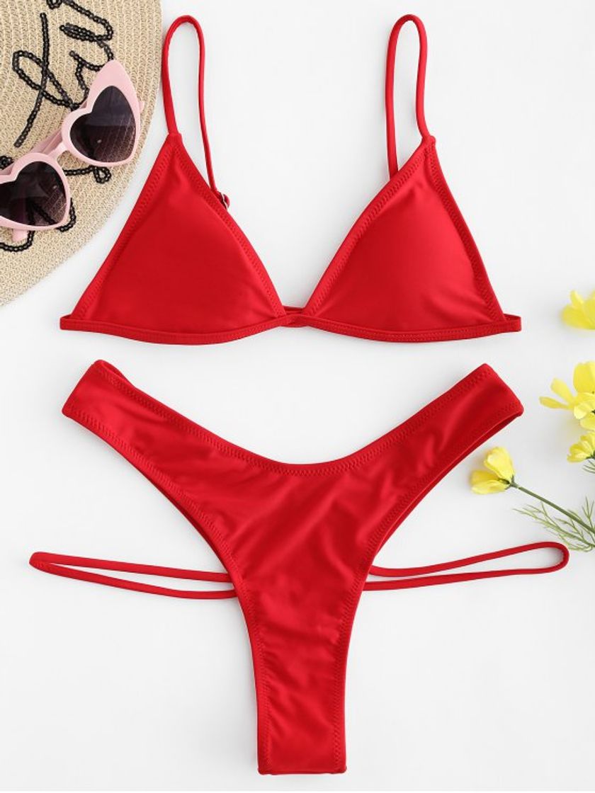 Social ZAFUL Mujer Sólido Tanga Corte Alto Bikini Conjuntos
