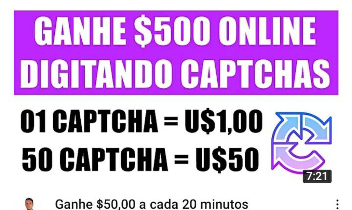 Moda Ganhe para digitar CAPTCHAS