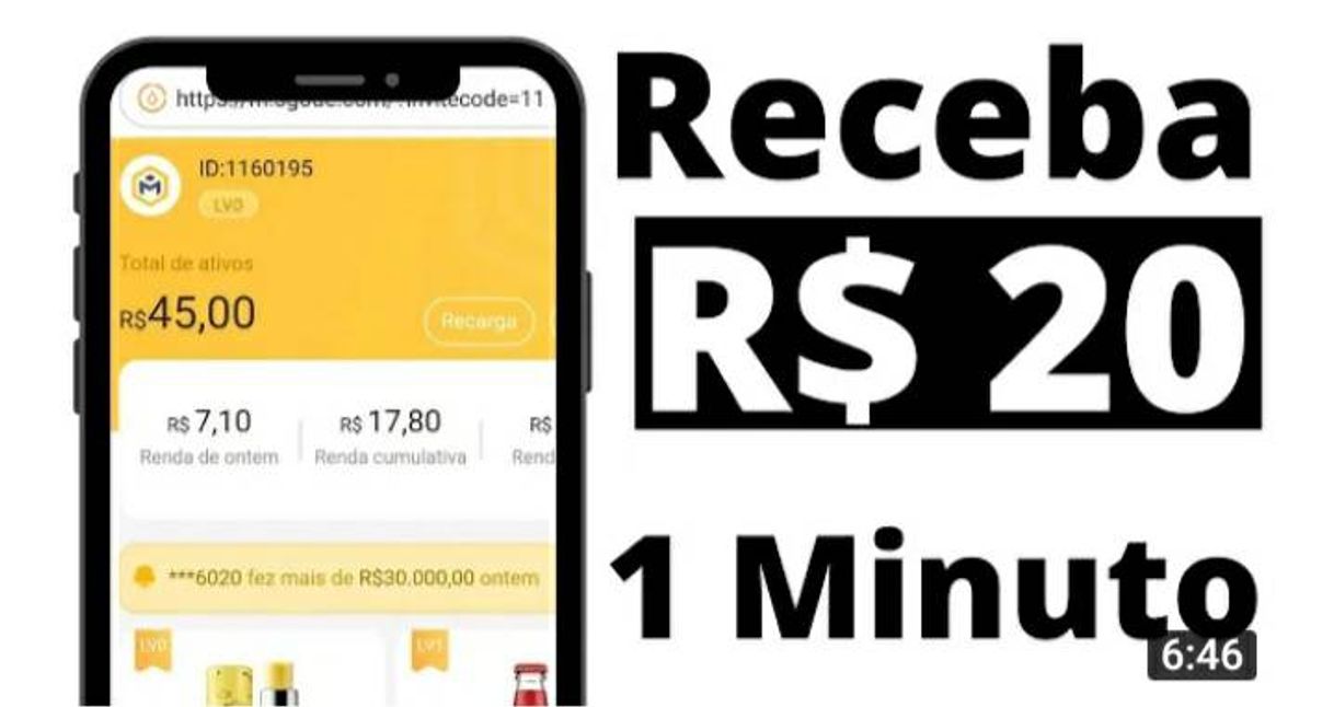 Moda Receba 20 reais em 1 minuto