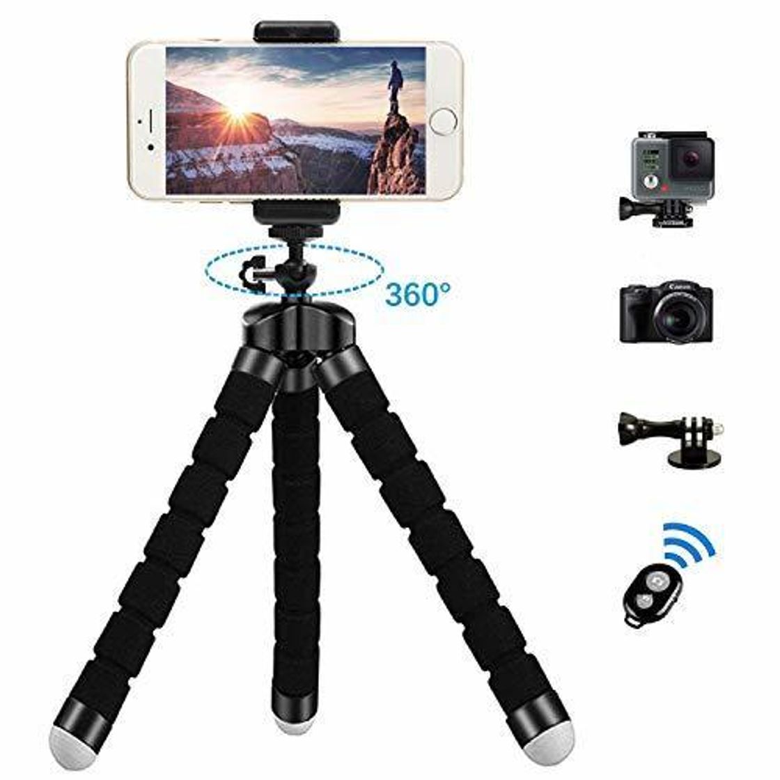 Social Zommuei - Mini Trípode, Móvil Flexible con Bluetooth Control Remoto y Adaptador