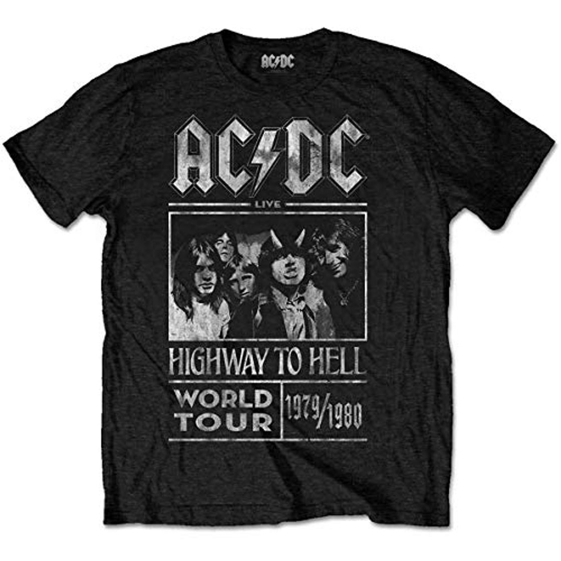 Moda ACDC Highway To Hell World Tour 1979/80 Camiseta, Negro