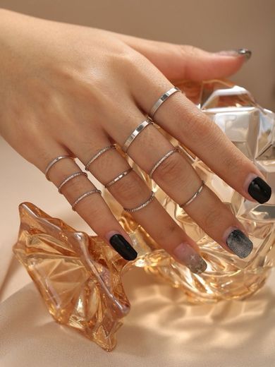 Solid Assorted Ring Set - 10 pcs